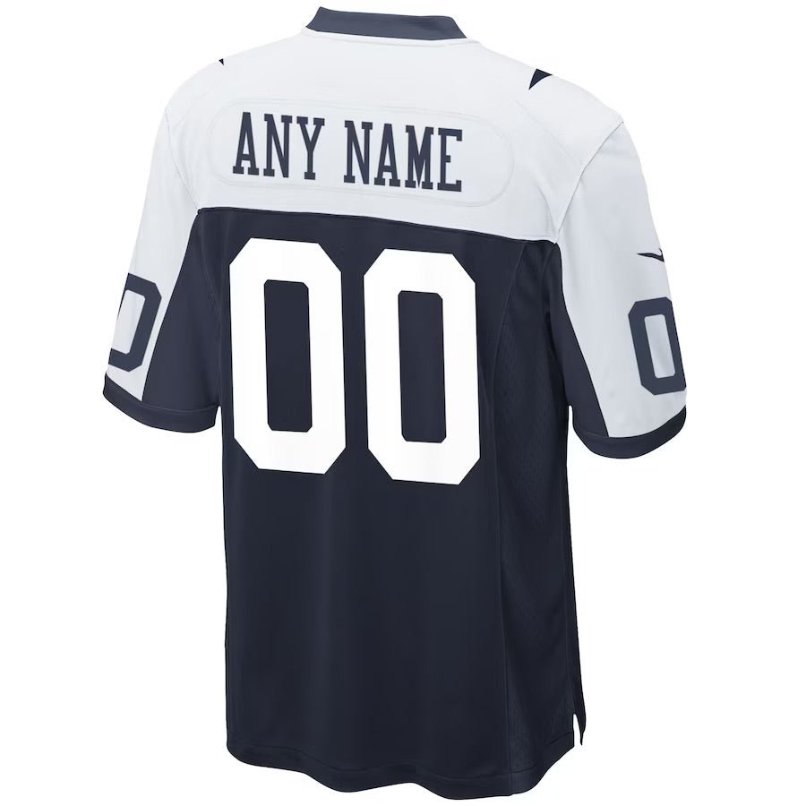 Replica Men's Dallas Cowboys Navy White Alternate Custom Game Jersey - Merch Arena