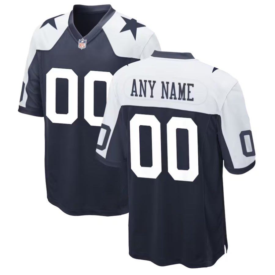 Replica Men's Dallas Cowboys Navy White Alternate Custom Game Jersey - Merch Arena