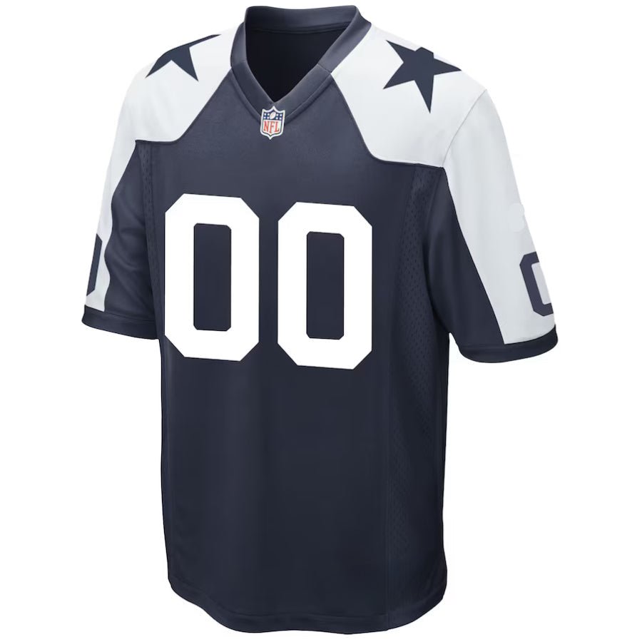 Replica Men's Dallas Cowboys Navy White Alternate Custom Game Jersey - Merch Arena
