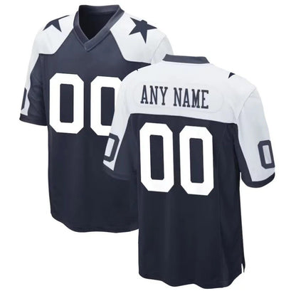 Replica Men's Dallas Cowboys Navy White Alternate Custom Game Jersey - Merch Arena