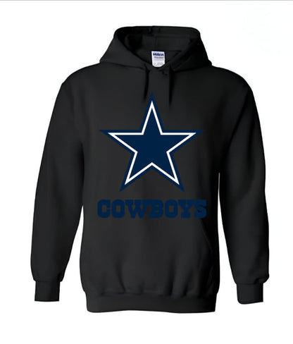 Unisex Men/Woman Any team NFL Black Ground Lettering Pullover Hoodie