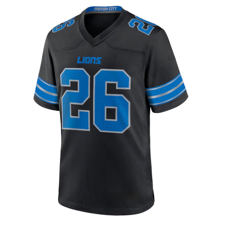 Replica Men's Custom Black Detroit Lions Fashion Jersey - Merch Arena