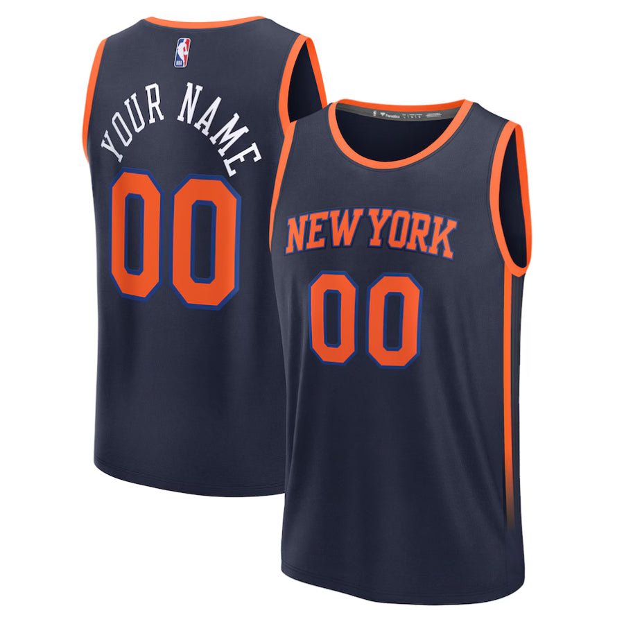 Replica Men's New York Knicks Fanatics Navy Fast Break Custom Jersey - Merch Arena