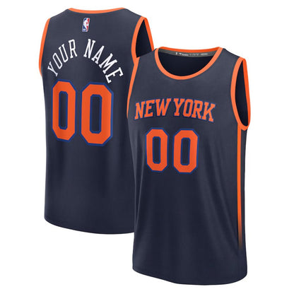 Replica Men's New York Knicks Fanatics Navy Fast Break Custom Jersey - Merch Arena