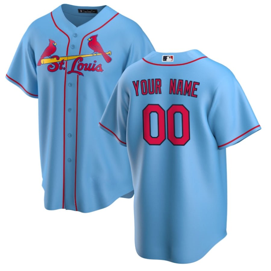 Replica Men's St. Louis Cardinals Light Blue Home Replica Custom Jersey - Merch Arena